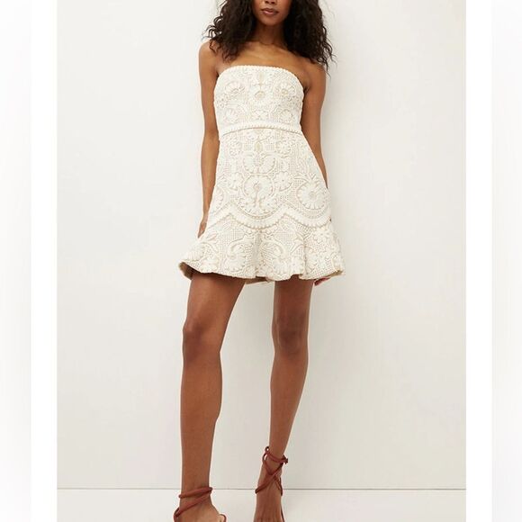 NWT Veronica Beard Agata Dress Strapless Mini in Light Pebble Sz 12 - Picture 9 of 16